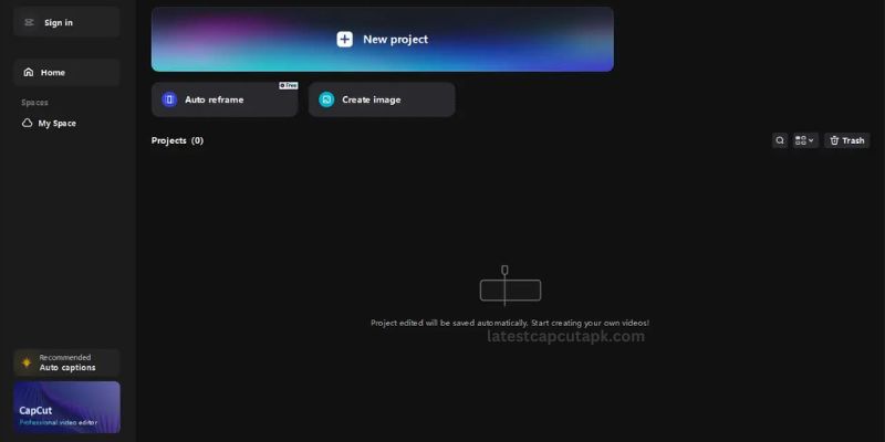 Open CapCut and Start a New Project