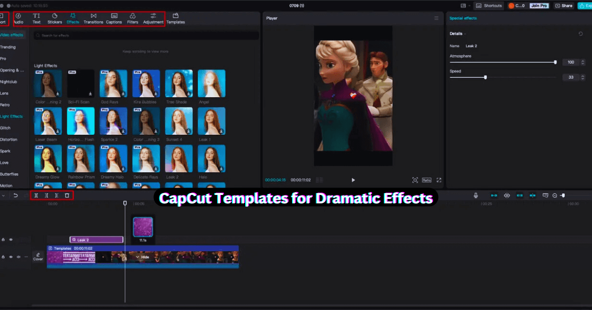 CapCut templates for dramatic effects