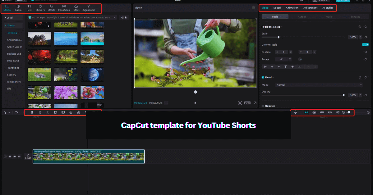 CapCut template for YouTube Shorts